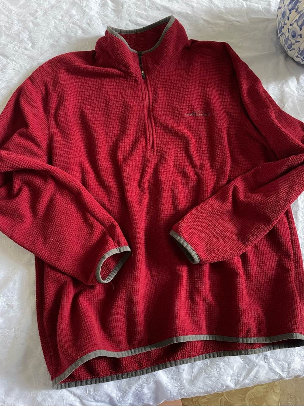 Men's Eddie Bauer Red Quarter-Zip Waffle Knit Sweater